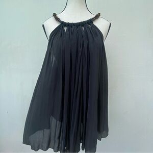 Barbara Bui Black & Bronze Beaded Silk Halter Top Size Medium